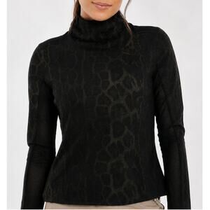 Anatomie Sivan Cheetah Print Mesh Performance Top Black Brown Size XS